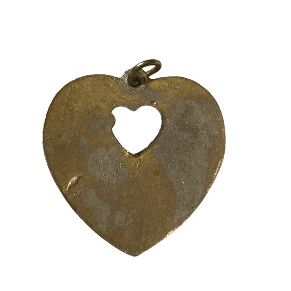 Heart-Shaped Cloisonné Pendant With Cutout Design & Floral Motif - Picture 2 of 2